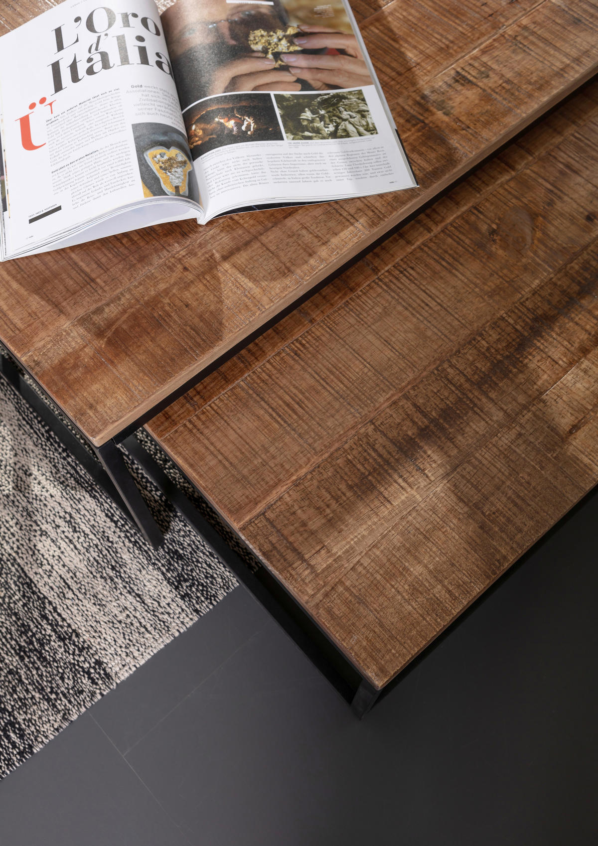 SOFFBORD SET i trä, metall 65-72/65-72/22-27 cm  - svart/naturfärgad, Basics, metall/trä (65-72/65-72/22-27cm) - Livetastic