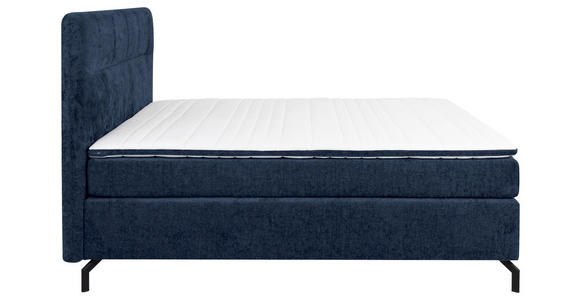 BOXSPRINGBETT 180/200 cm,  in Dunkelblau, Topper, H2 + H3 = mittel + fest  - Schwarz/Dunkelblau, Design, Textil/Metall (180/200cm) - Esposa