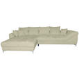 ECKSOFA Beige Chenille  - Chromfarben/Beige, KONVENTIONELL, Textil/Metall (227/329cm) - Carryhome