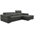 ECKSOFA DUA in Echtleder Anthrazit  293/170 cm  - Chromfarben/Anthrazit, Design, Leder/Metall (293/170cm) - Novel