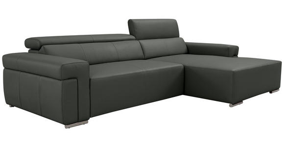 ECKSOFA DUA in Echtleder Anthrazit  293/170 cm  - Chromfarben/Anthrazit, Design, Leder/Metall (293/170cm) - Novel