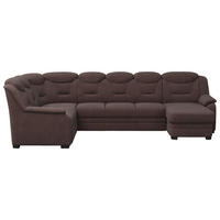 WOHNLANDSCHAFT in Chenille Braun  - Schwarz/Braun, Basics, Kunststoff/Textil (211/330/162cm) - MID.YOU