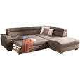 ECKSOFA Taupe Lederlook  - Taupe/Schwarz, Design, Kunststoff/Textil (263/230cm) - Hom`in