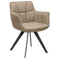 ARMLEHNSTUHL  in Echtleder pigmentiert  - Sandfarben/Schwarz, Design, Leder/Metall (67/85/60cm) - Musterring