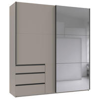 SCHWEBETÜRENSCHRANK 200/216/65 cm,  in Sahara, 2 Tür(en)  - Schwarz/Sahara, MODERN, Glas/Holzwerkstoff (200/216/65cm) - MID.YOU
