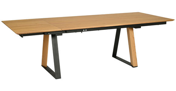 ESSTISCH Schwarz, Eichefarben rechteckig ausziehbar - Eichefarben/Schwarz, Design, Holz/Holzwerkstoff (190-250/100/76cm) - Dieter Knoll