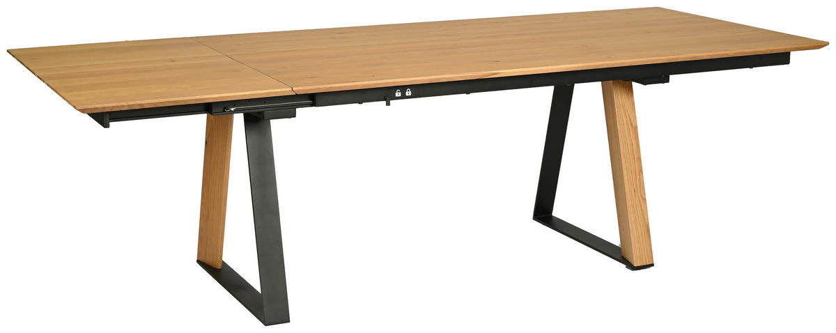 MATBORD svart, ekfärgad rektangulär  utdragbar  - svart/ekfärgad, Design, metall/trämaterial (190-250/100/76cm) - Dieter Knoll