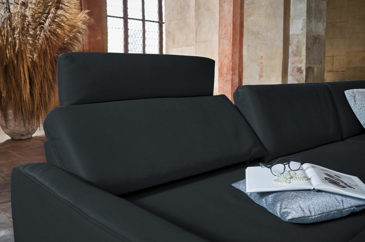 ECKSOFA in Echtleder Anthrazit  179/324 cm  - Anthrazit, KONVENTIONELL, Leder/Metall (179/324cm) - Johann Jakob