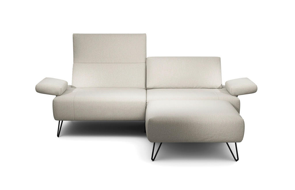 2,5-SITZER in Chenille Naturfarben  - Schwarz/Naturfarben, Design, Textil/Metall (204-234/85/86-94cm) - SENSOO