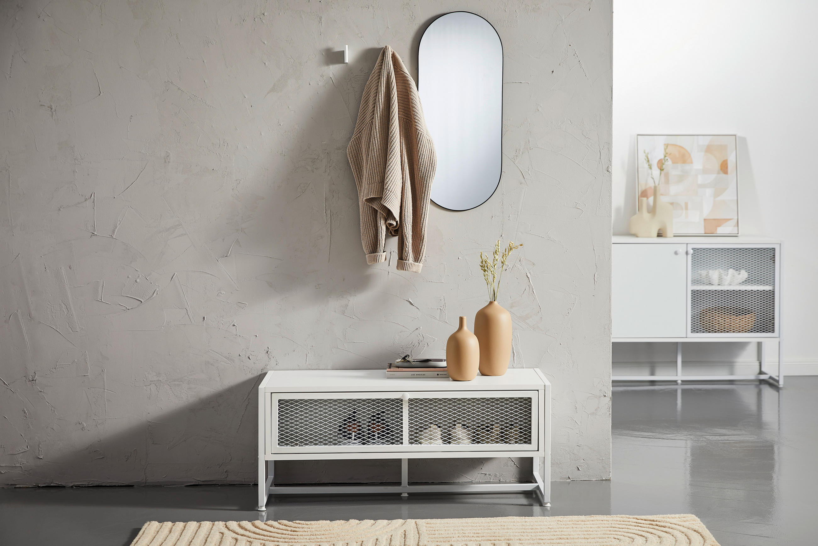 BANCĂ DEPOZITARE PANTOFI 95/40/41 cm  - alb, Modern, metal/lemn (95/40/41cm) - P & B