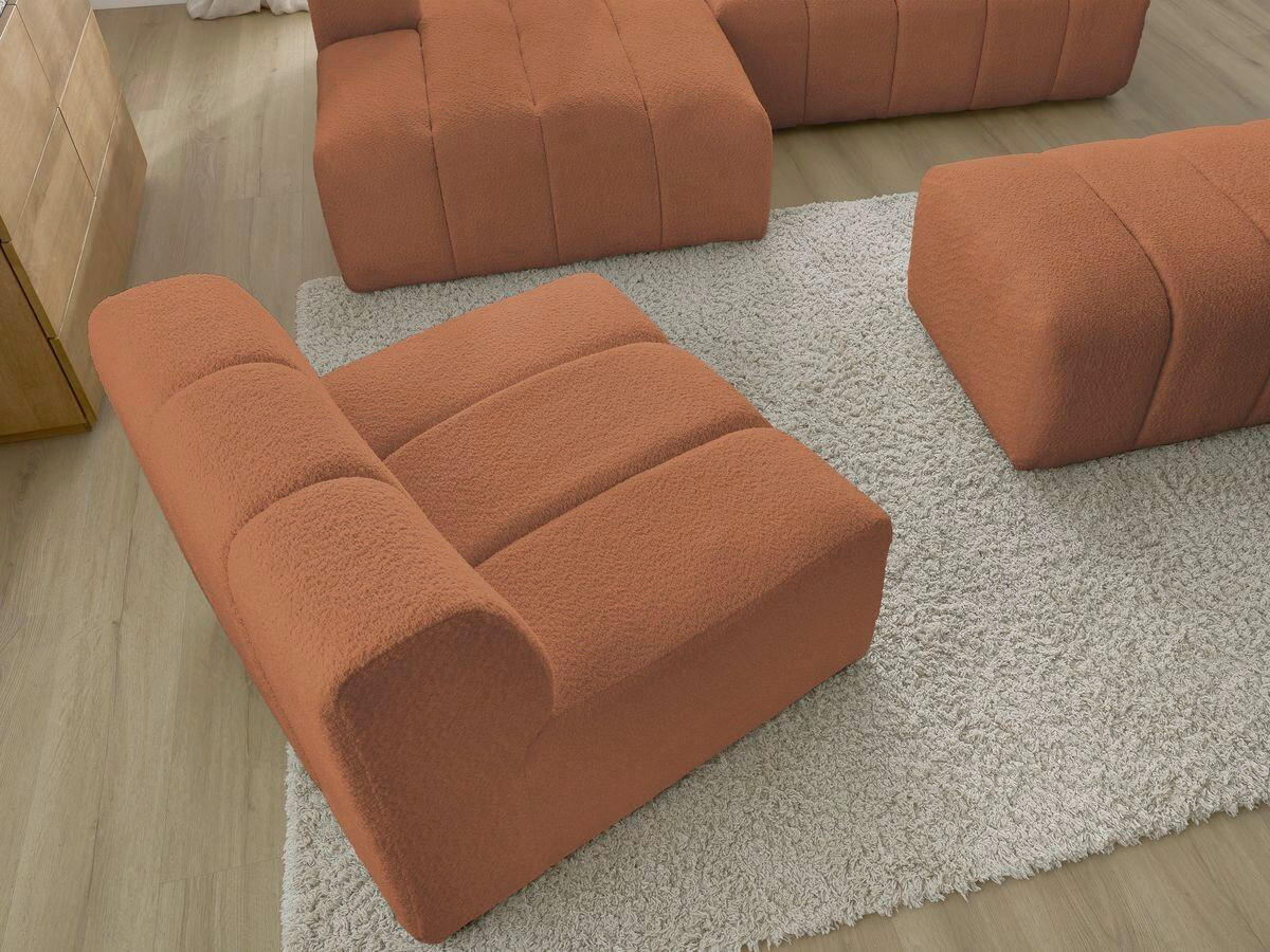 ECKSOFA Ottomane links  ANNECY Orange Bouclé  - Schwarz/Orange, MODERN, Kunststoff/Textil (170/262cm)