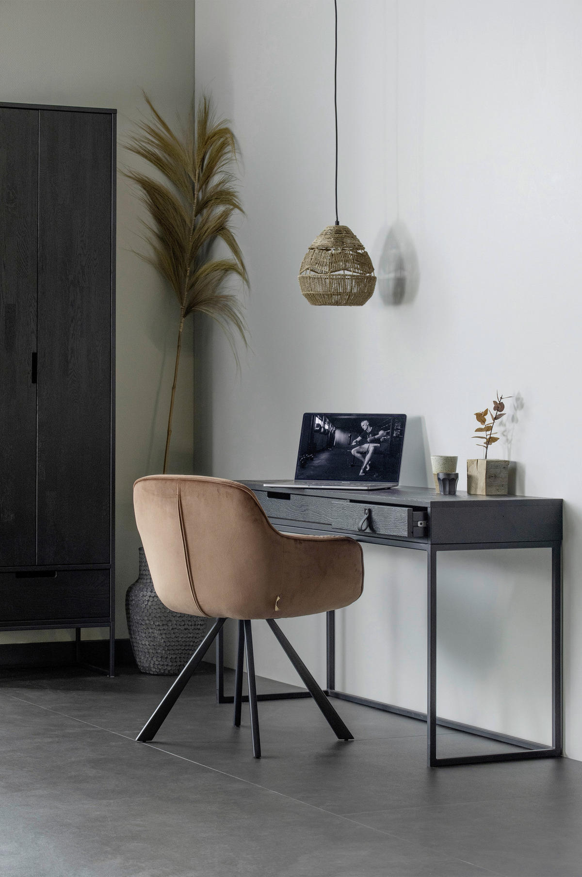 SCHREIBTISCH 140/44/75 cm  in Schwarz  - Schwarz, Design, Holz/Metall (140/44/75cm) - Carryhome