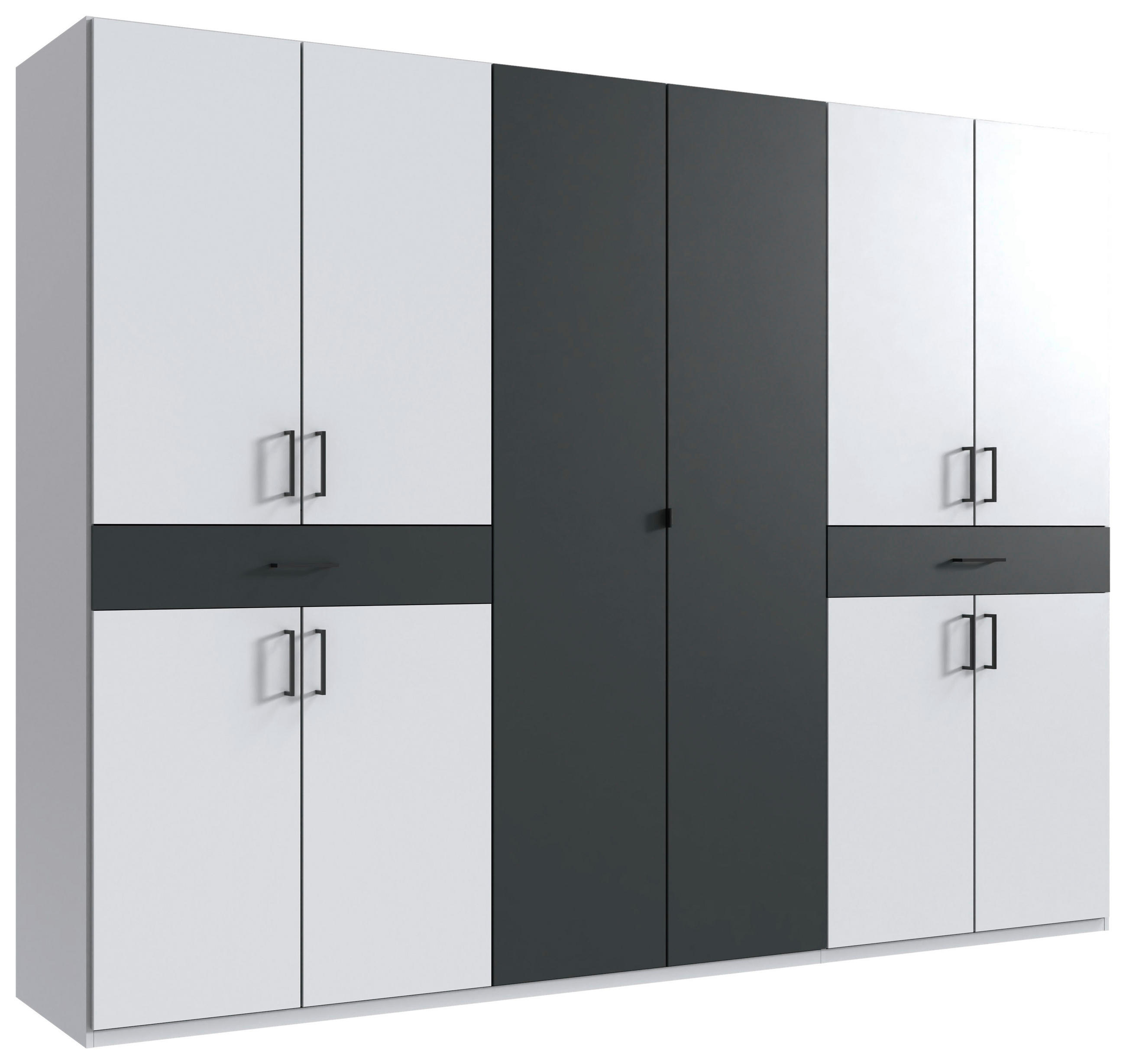 DREHTÜRENSCHRANK in Graphitfarben, Weiss  - Weiss/Schwarz, Konventionell, Holzwerkstoff/Kunststoff (270/208/58cm) - Carryhome
