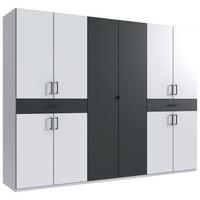 DREHTÜRENSCHRANK in Graphitfarben, Weiss  - Weiss/Schwarz, Konventionell, Holzwerkstoff/Kunststoff (270/208/58cm) - Carryhome