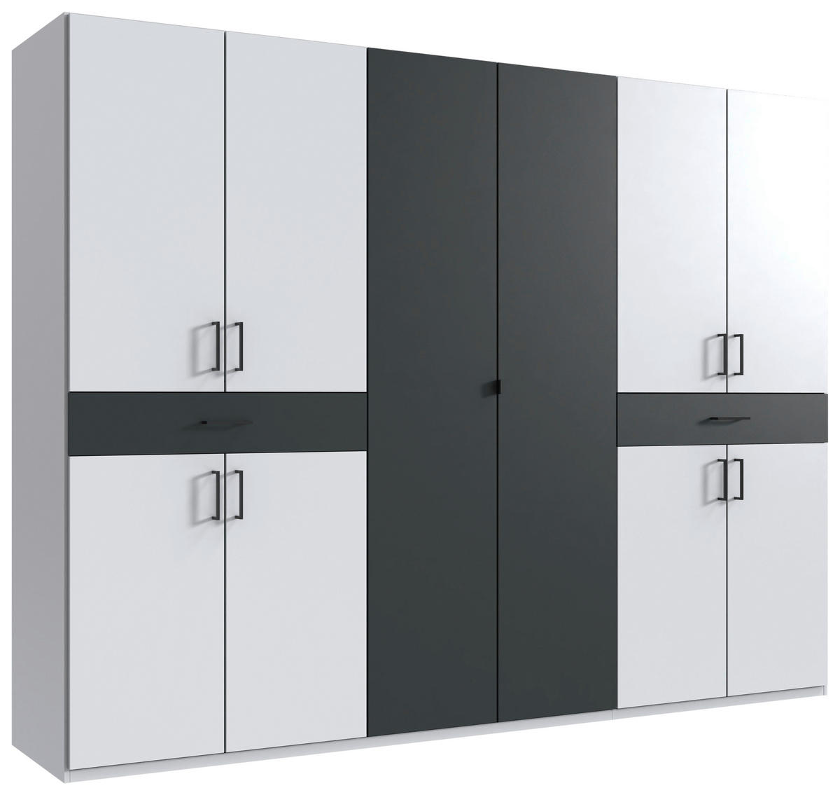 DREHTÜRENSCHRANK in Graphitfarben, Weiss  - Weiss/Schwarz, Konventionell, Holzwerkstoff/Kunststoff (270/208/58cm) - Carryhome