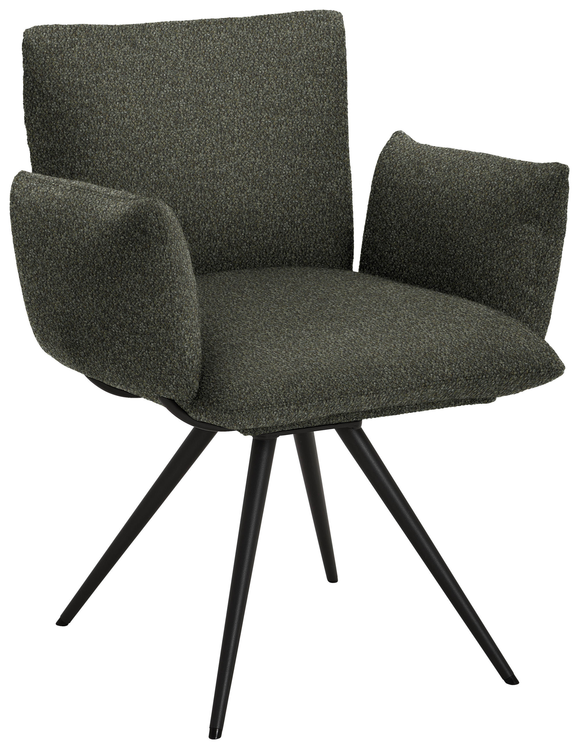 ARMLEHNSTUHL Stahl Struktur  - Anthrazit/Olivgrün, Natur, Textil/Metall (72/90/65cm) - Venjakob
