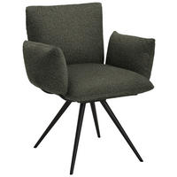 ARMLEHNSTUHL Stahl Struktur  - Anthrazit/Olivgrün, Natur, Textil/Metall (72/90/65cm) - Venjakob