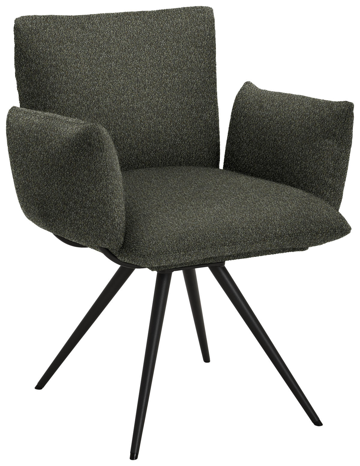 ARMLEHNSTUHL Stahl Struktur  - Anthrazit/Olivgrün, Natur, Textil/Metall (72/90/65cm) - Venjakob