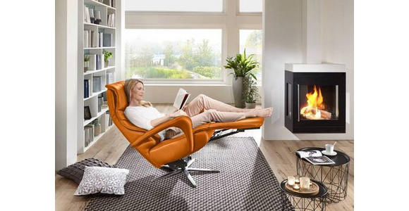 RELAXSESSEL in Leder Orange  - Edelstahlfarben/Orange, Design, Leder/Metall (75/106/88cm) - Dieter Knoll