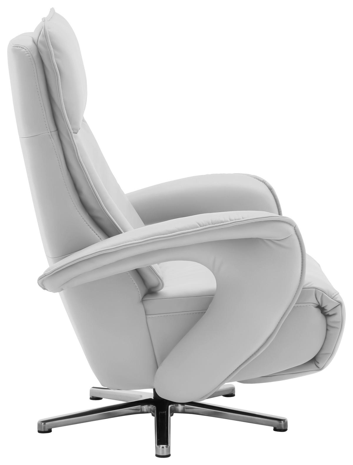 RELAXSESSEL in Leder Weiss  - Chromfarben/Weiss, Design, Leder/Metall (77/110/87cm) - Valdera