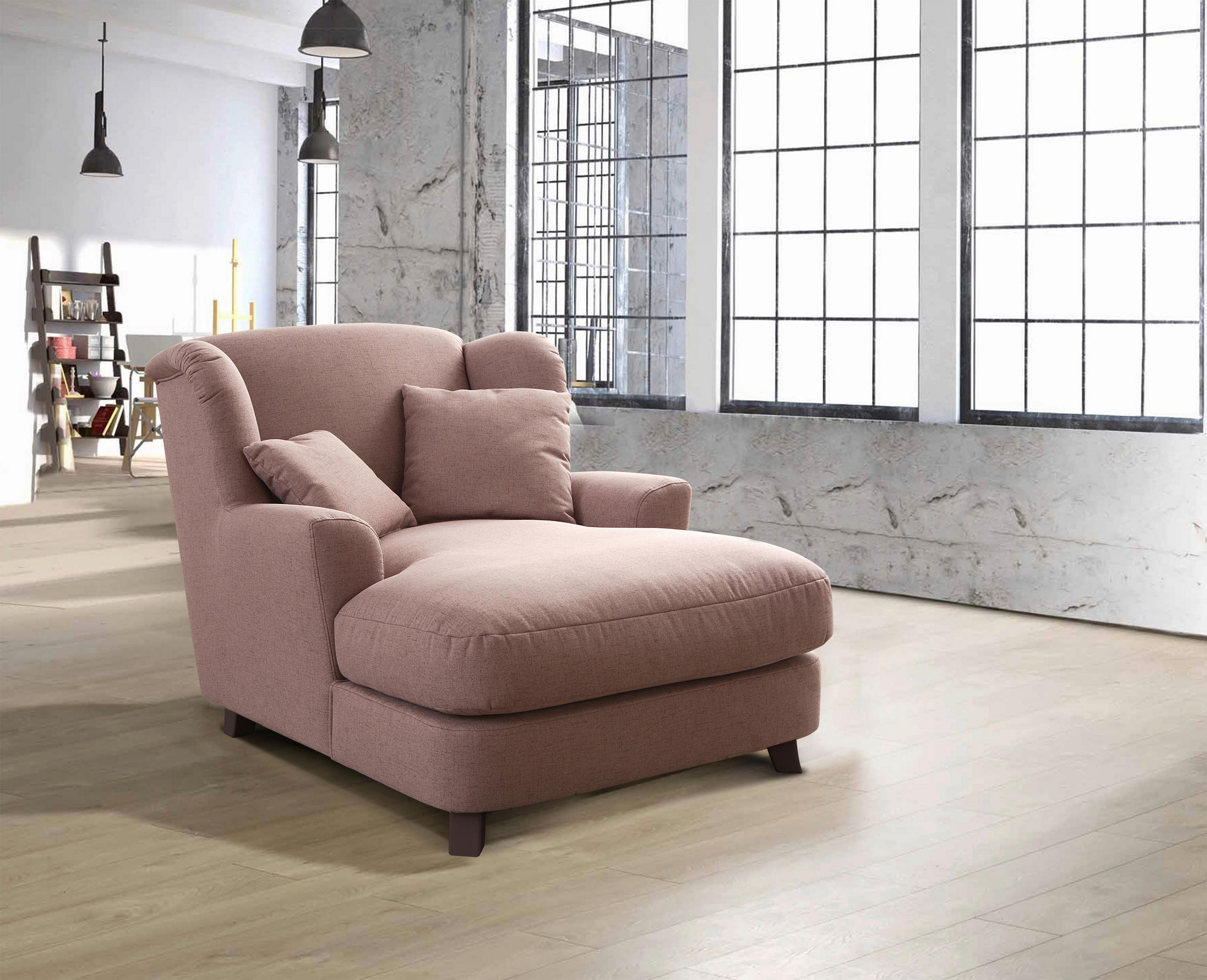 XXL-SESSEL in Flachgewebe Altrosa  - Dunkelbraun/Altrosa, Modern, Textil (109/104/145cm) - Sit & More