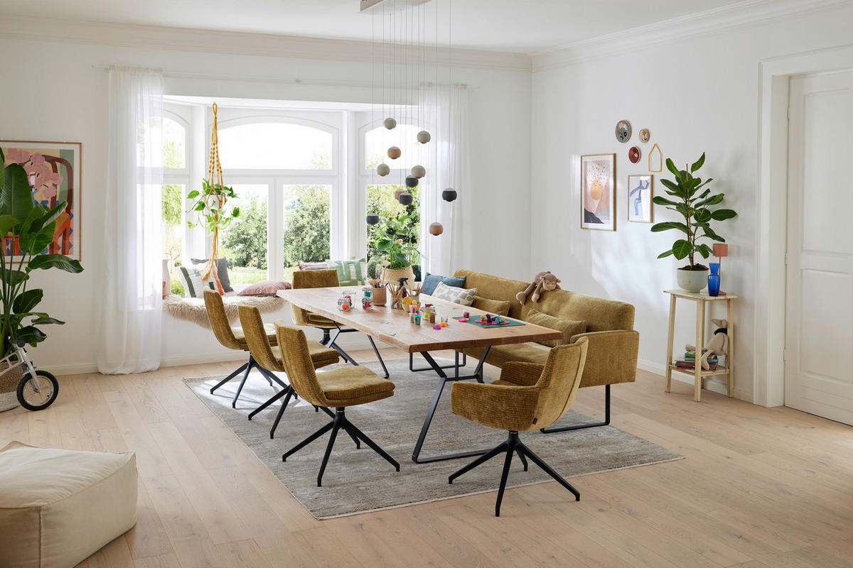 ESSTISCH 180/100/76 cm Echtholz  Holz, Metall in verschiedenen Größen erhältlich Freiform Eichefarben  - Eichefarben/Schwarz, Design, Holz/Metall (180/100/76cm) - Musterring