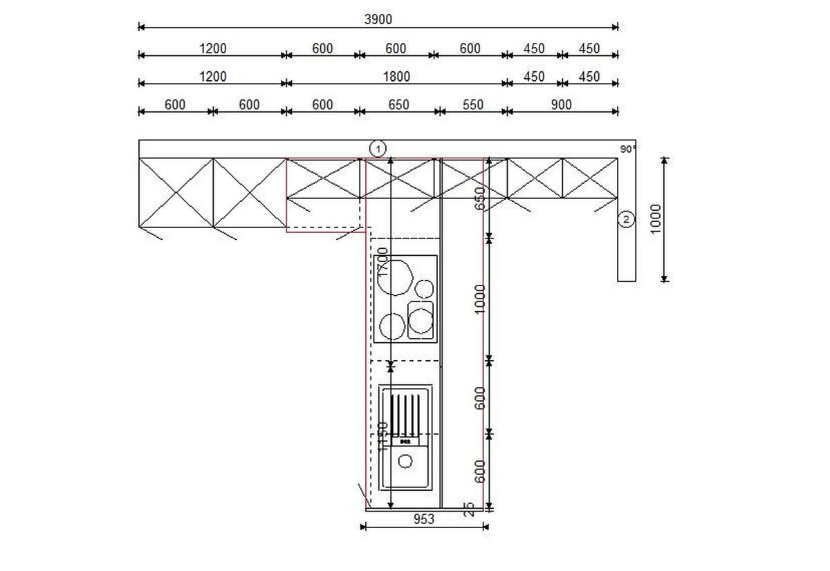 KÜCHENLEERBLOCK 390 cm   in Grün, Schieferfarben  - Schieferfarben/Schwarz, Basics, Holzwerkstoff/Metall (390cm) - Impuls