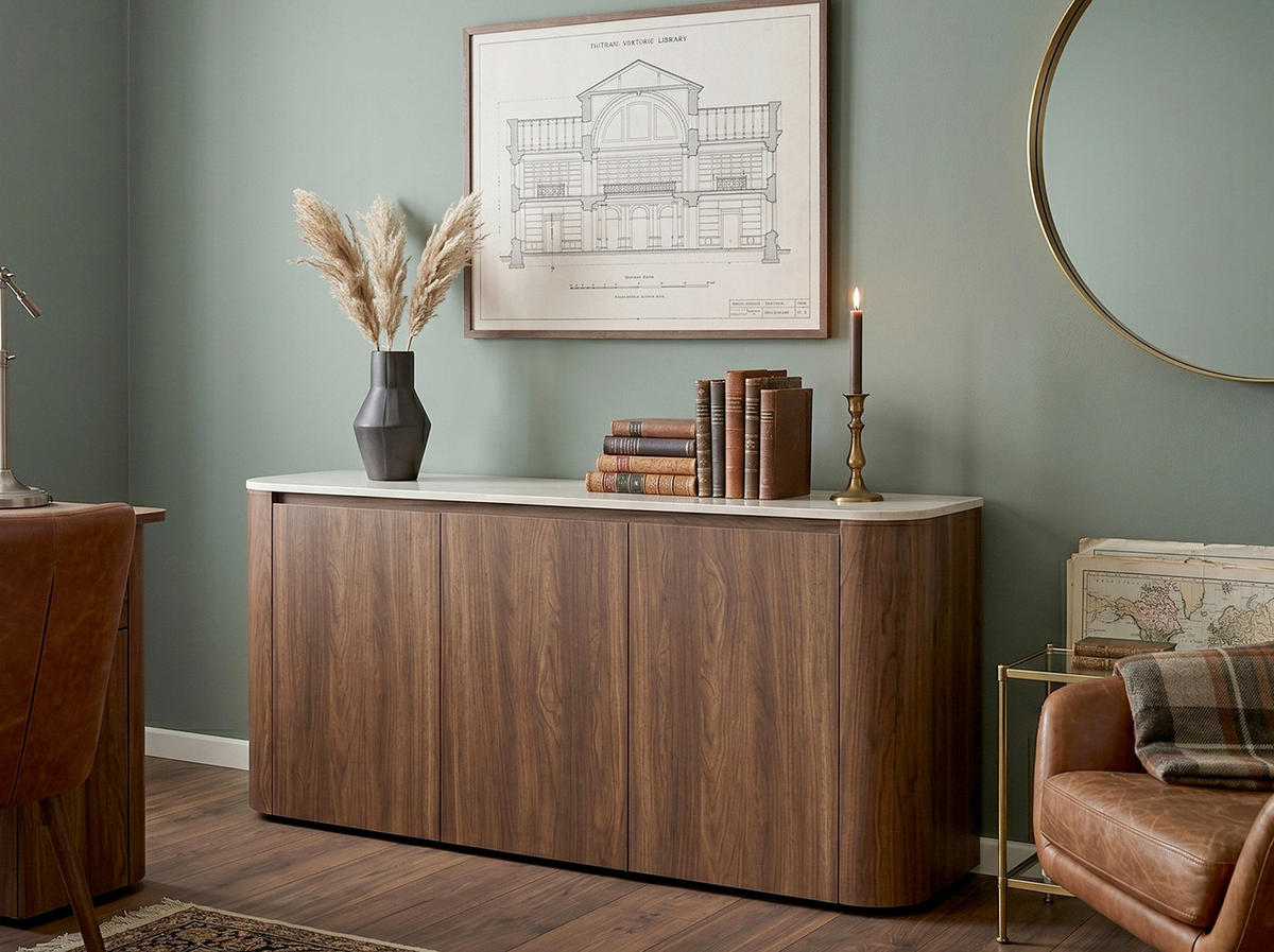 SIDEBOARD  150/74,1/39 cm  - Walnussfarben/Schwarz, KONVENTIONELL, Holzwerkstoff/Kunststoff (150/74,1/39cm) - MID.YOU