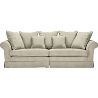 BIGSOFA Flachgewebe Beige  - Dunkelbraun/Beige, Trend, Holz/Textil (264/70/111cm) - MID.YOU