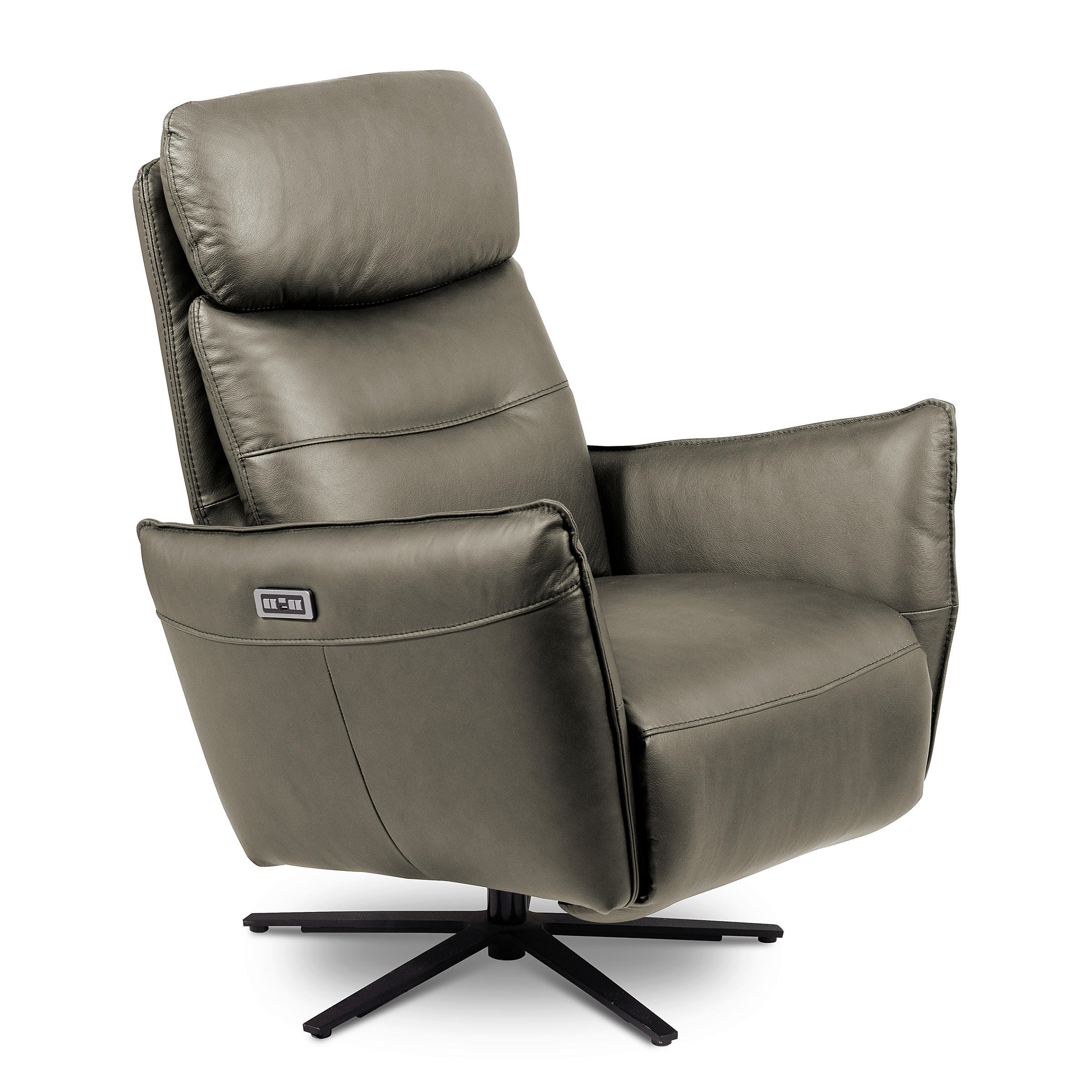 RELAXSESSEL Leder Grau  - Schwarz/Grau, Design, Leder/Metall (77/107/88cm) - Livetastic