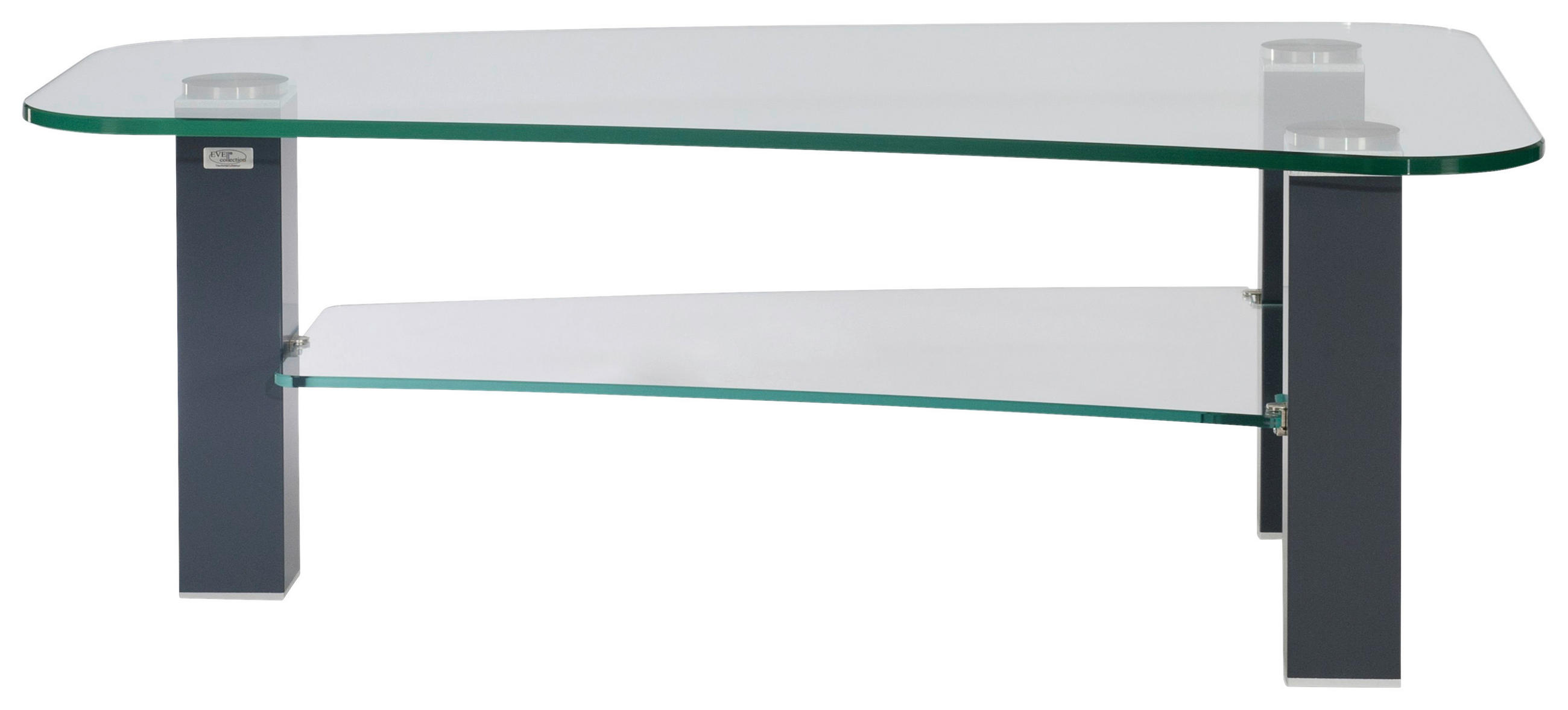 COUCHTISCH Klarglas 110/70/42,5 cm Freiform Graphitfarben  - Graphitfarben, KONVENTIONELL, Glas/Metall (110/70/42,5cm)