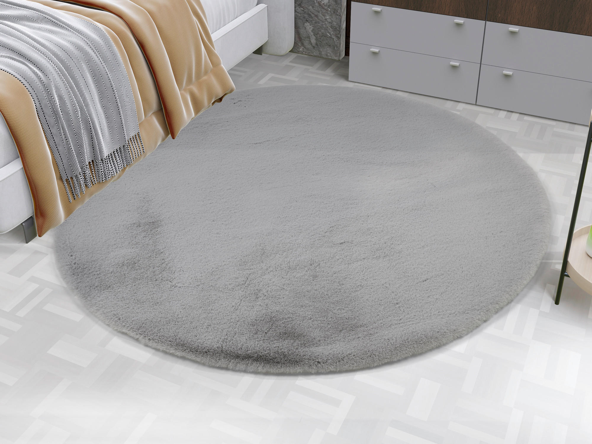 HOCHFLORTEPPICH 120/120 cm Silky Haven Grau  - Grau, Basics, Textil (120/120cm) - Novel
