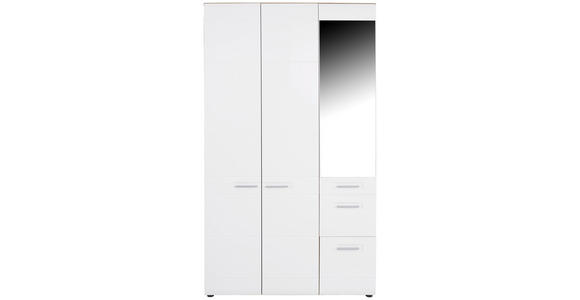 Drehtürenschrank mit Spiegel 120cm Avensis New, Weiß Dekor - Eichefarben/Weiß, KONVENTIONELL, Holzwerkstoff (120/205,7/60cm) - Luca Bessoni