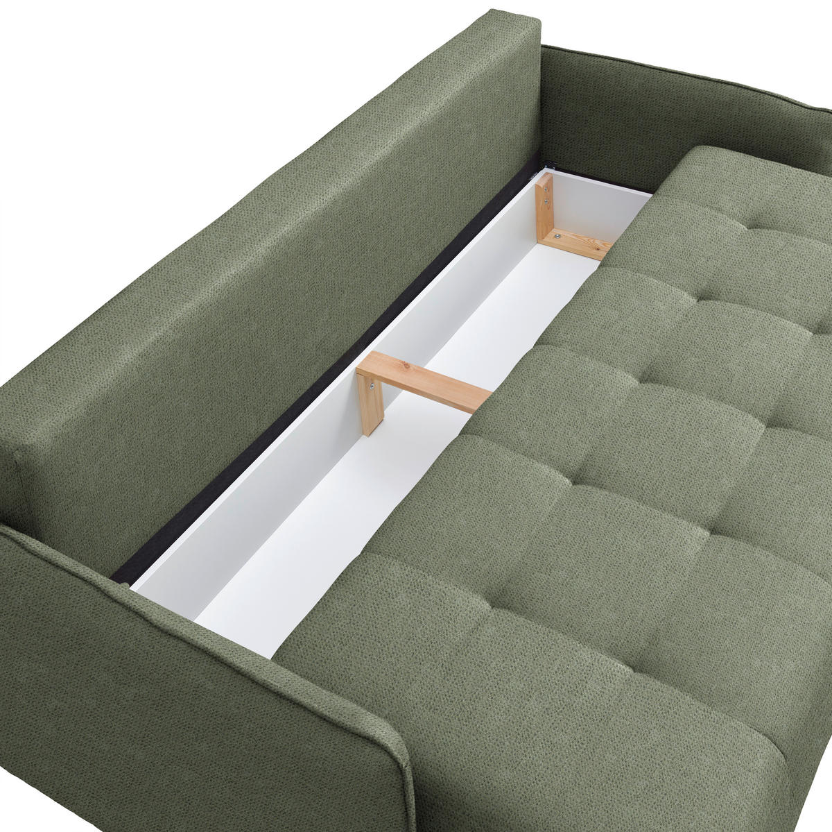 SCHLAFSOFA  in Chenille Grün  - Buchefarben/Grün, Design, Holz/Textil (217/97/101cm) - Carryhome