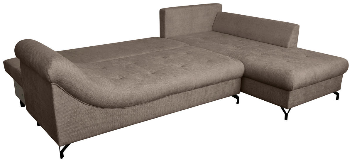 ECKSOFA Braun Struktur  - Schwarz/Braun, KONVENTIONELL, Textil/Metall (274/194cm) - Carryhome