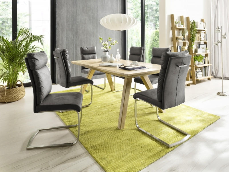 SCHWINGSTUHL in Edelstahl Mikrofaser - Edelstahlfarben/Grau, Design, Textil/Metall (46/106/62cm) - Livetastic