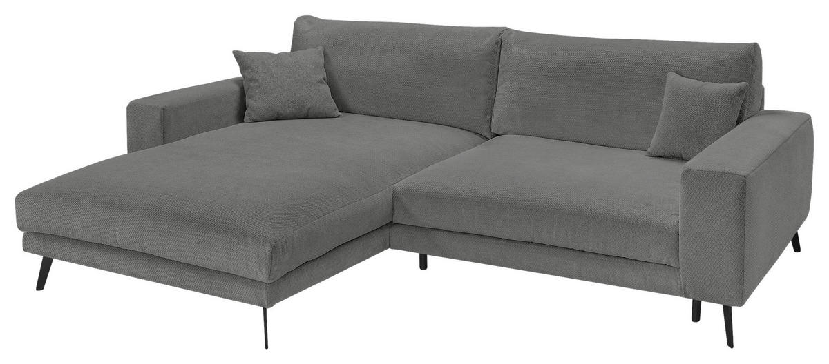 ECKSOFA Dunkelgrau Webstoff  - Dunkelgrau/Schwarz, KONVENTIONELL, Textil/Metall (196/269cm) - SetOne by Musterring