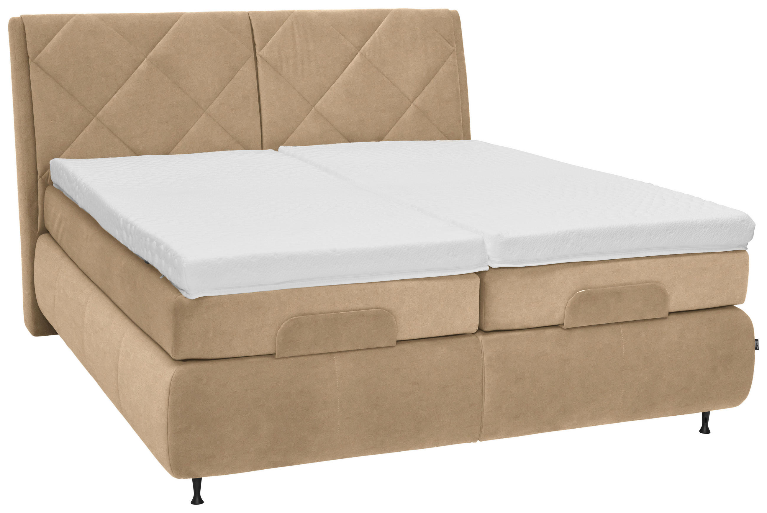 BOXSPRINGBETT 180/200 cm  in Hellbraun  - Hellbraun/Schwarz, KONVENTIONELL, Textil/Metall (180/200cm) - Dieter Knoll