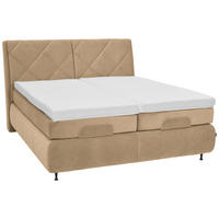 BOXSPRINGBETT 180/200 cm  in Hellbraun  - Hellbraun/Schwarz, KONVENTIONELL, Textil/Metall (180/200cm) - Dieter Knoll