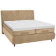 BOXSPRINGBETT 180/200 cm  in Hellbraun  - Hellbraun/Schwarz, KONVENTIONELL, Textil/Metall (180/200cm) - Dieter Knoll