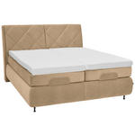BOXSPRINGBETT 180/200 cm  in Hellbraun  - Hellbraun/Schwarz, KONVENTIONELL, Textil/Metall (180/200cm) - Dieter Knoll