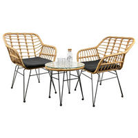 GARTENSET Struktur Stahl  - Schwarz/Braun, MODERN, Glas/Kunststoff - Ambia Garden
