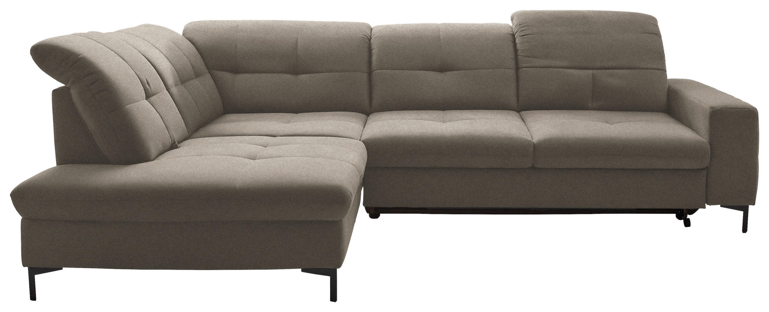 ECKSOFA in Chenille Hellbraun  - Hellbraun/Schwarz, Design, Textil/Metall (240/308cm) - Xora