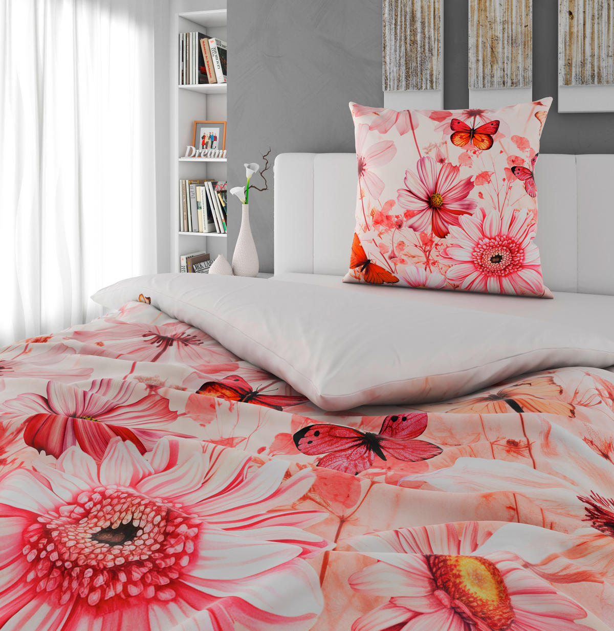 WENDEBETTWÄSCHE Satin 155/220 cm  - Rosa/Weiß, Textil (155/220cm) - Esposa