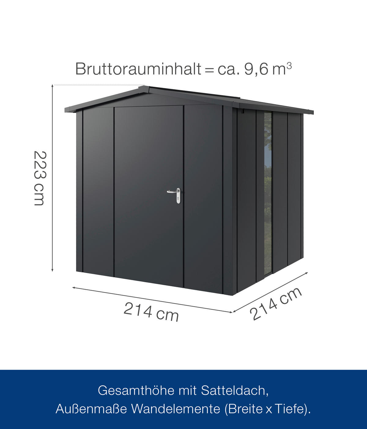 GERÄTEHAUS 237/223/229 cm  - Anthrazit, Basics, Metall (237/223/229cm)