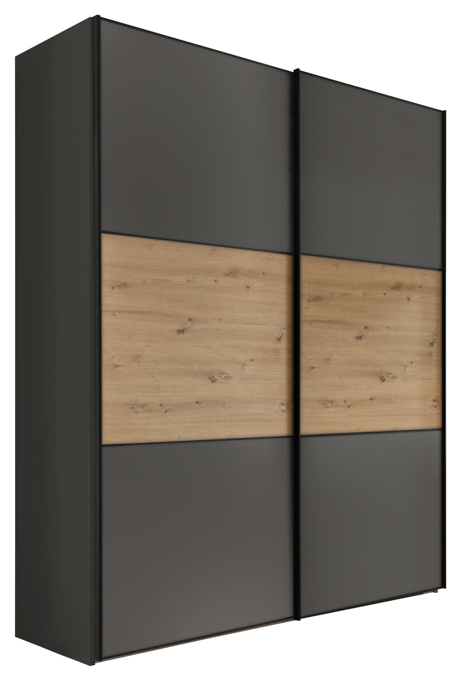 SCHWEBETÜRENSCHRANK 167/222/68 cm 2-türig Anthrazit, Eiche Artisan  - Anthrazit/Schwarz, Holzwerkstoff/Metall (167/222/68cm) - Moderano