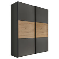 SCHWEBETÜRENSCHRANK  in Anthrazit, Eiche Artisan  - Anthrazit/Schwarz, Holzwerkstoff/Metall (167/222/68cm) - Moderano