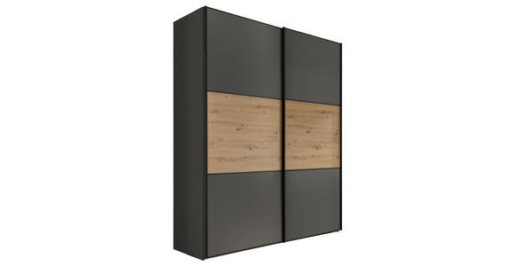 SCHWEBETÜRENSCHRANK 188/222/68 cm 2-türig  - Anthrazit/Schwarz, Holzwerkstoff/Metall (188/222/68cm) - Moderano