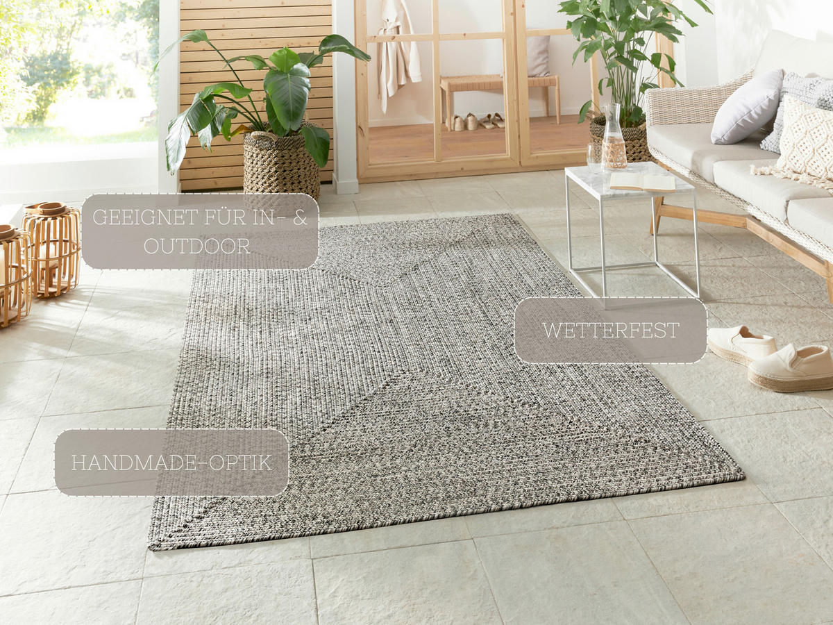 OUTDOORTEPPICH 80/150 cm Braided Multicolor, Greige  - Greige/Multicolor, Design, Kunststoff (80/150cm)