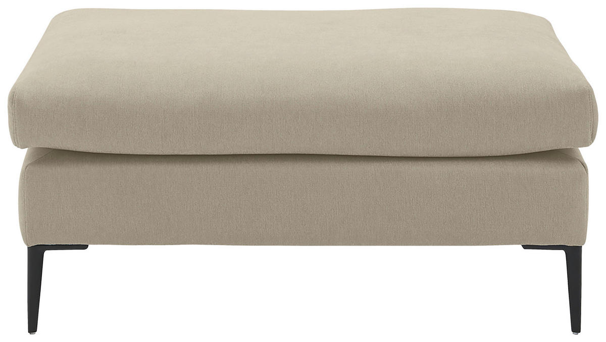 HOCKER in Textil Beige  - Beige/Schwarz, Modern, Textil/Metall (100/43/69cm) - Trendmanufaktur
